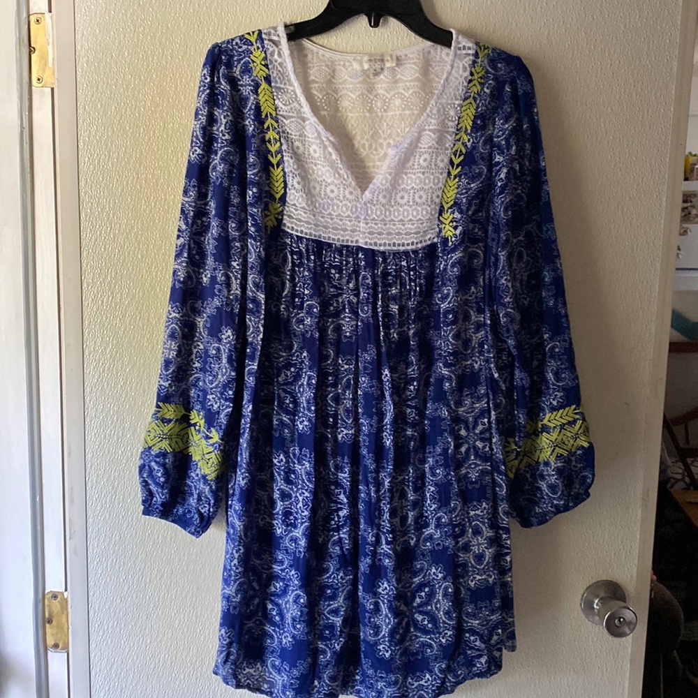 Blue and White Bohemian Dress